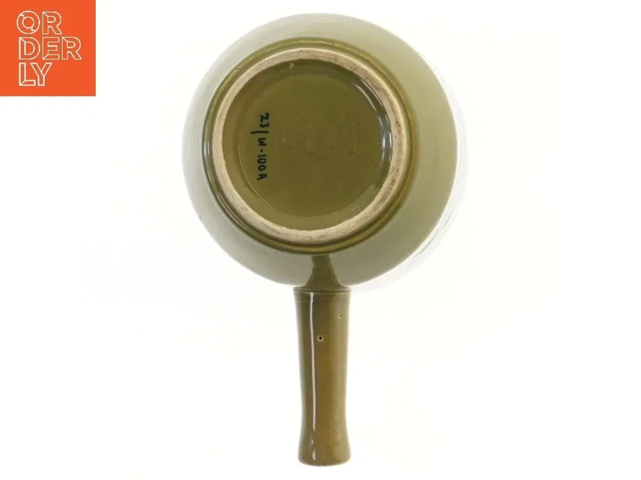 Billede 3 - Grøn keramikskål med hank og fiske-motiv (str. 13x11 cm)