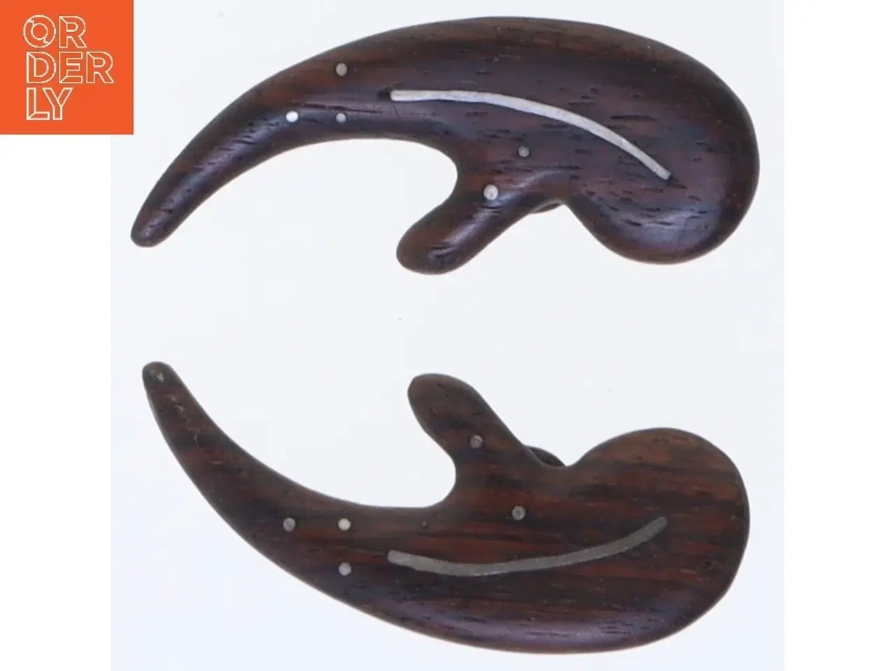 Billede 1 - Palisander træ øreringe med klips (str. 5,5 cm)