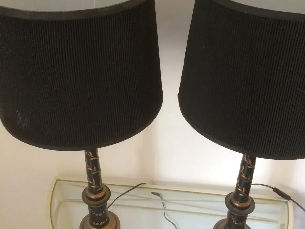 Billede 1 - Høje lamper, sort med kobberfarve