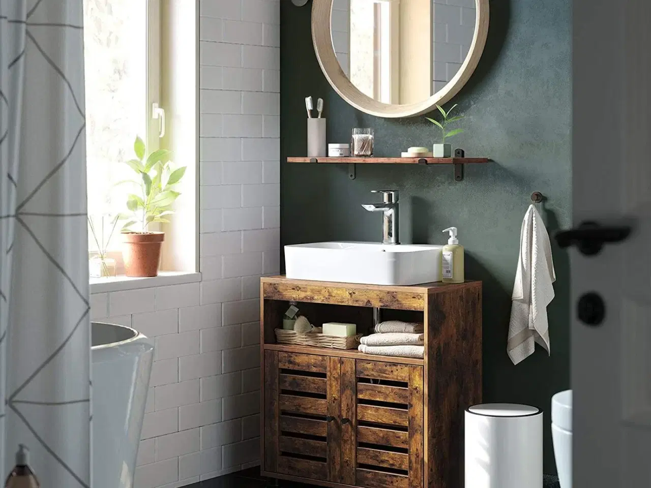 Billede 3 - Underskab til vask badeværelsesskab 60 × 30 × 63 cm, rustik brun med lameldøre