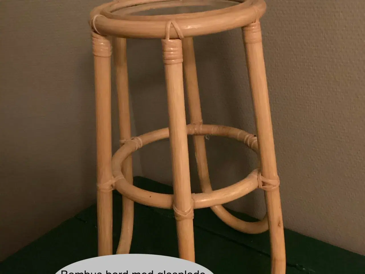 Billede 2 - Bambus blomsterbord med glasplade