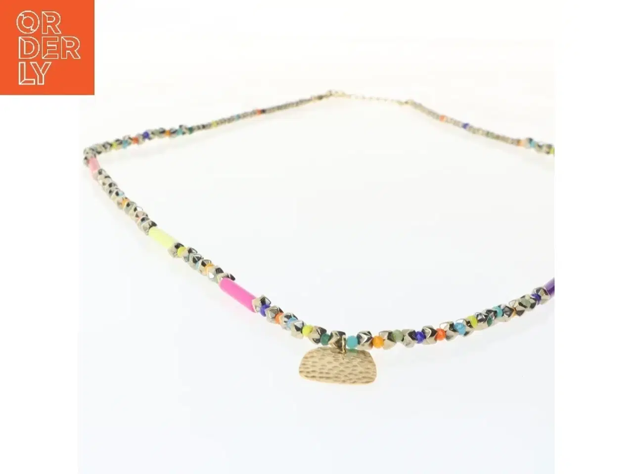 Billede 2 - Farverig halskæde med vedhæng (str. 80 cm)