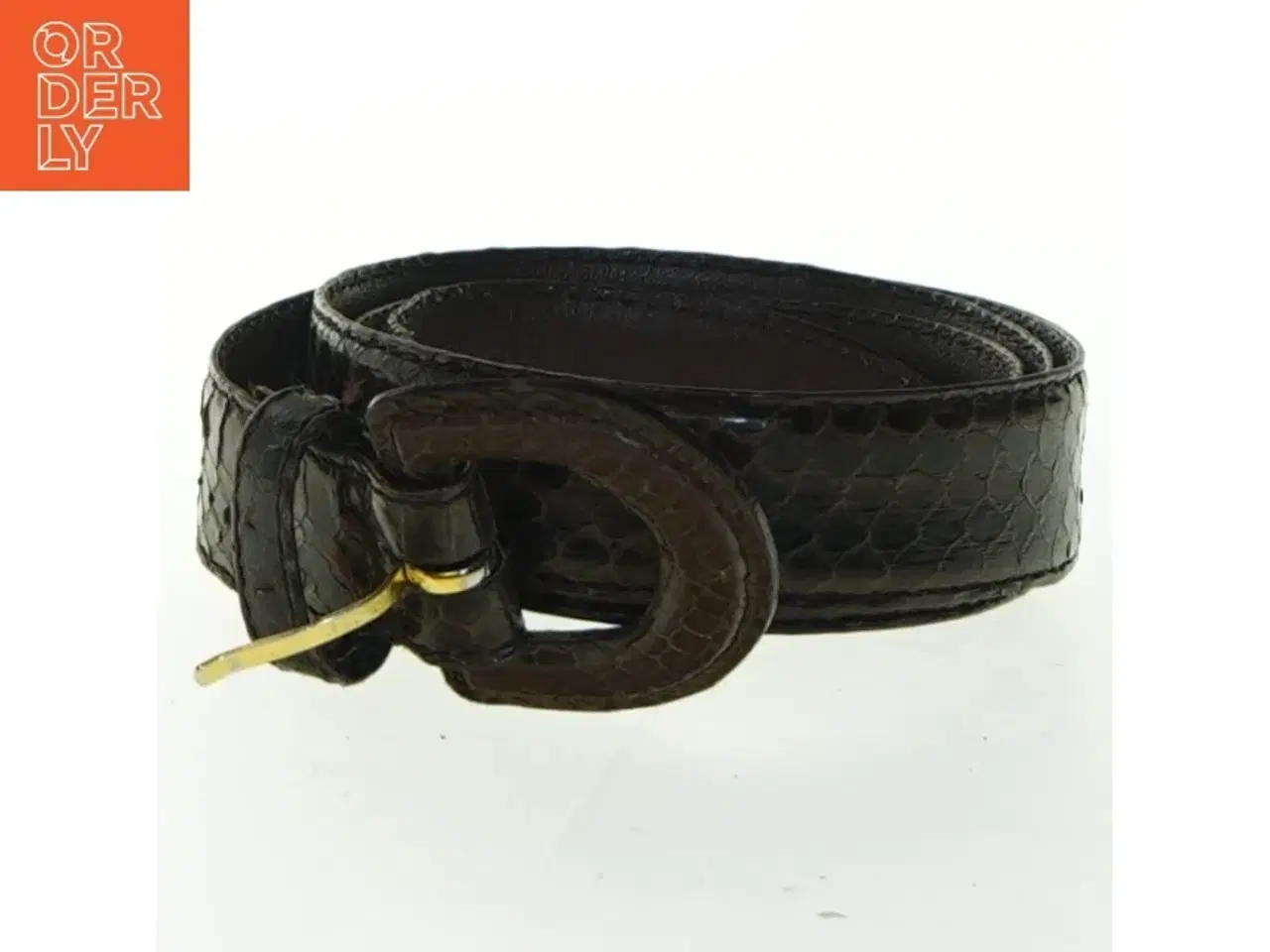 Billede 1 - Læderbælte med slangeskindsstruktur (str. 77 cm - første hul)