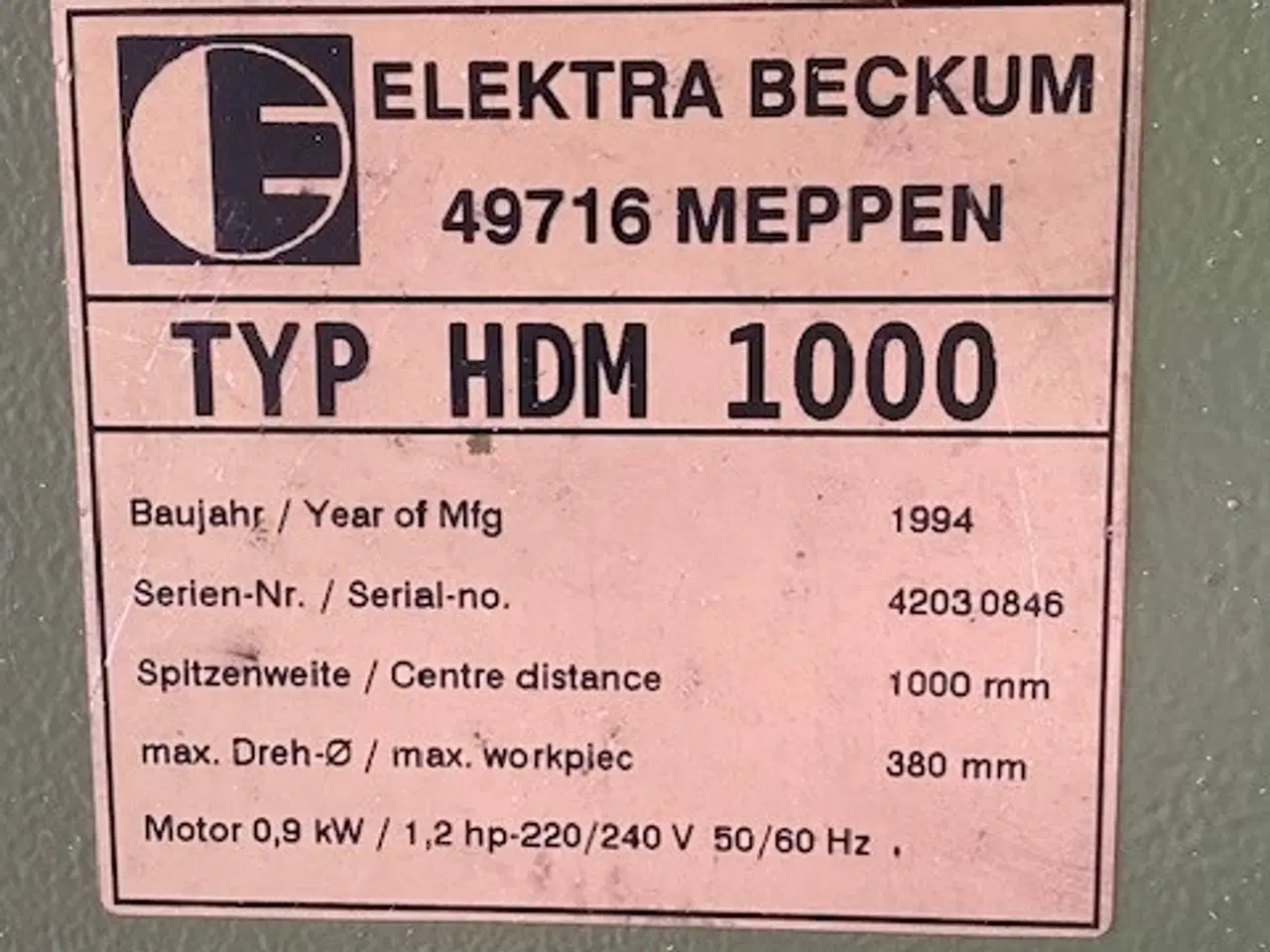 Billede 7 - Træ drejebænk Elektra Beckum HDM 1000