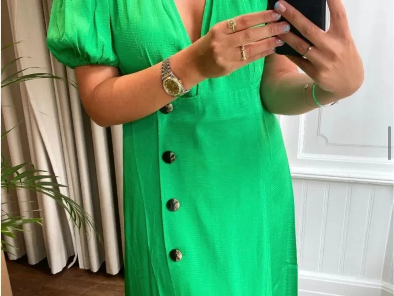 Billede 3 - Ganni ripstop slå-om-kjole kelly green