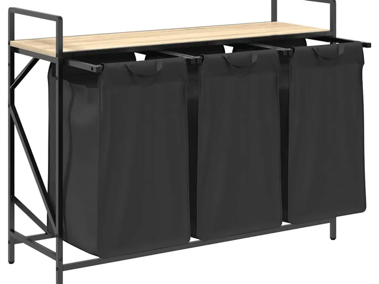 Billede 5 - Vasketøjskurv 3 rum med hylde sonoma-eg