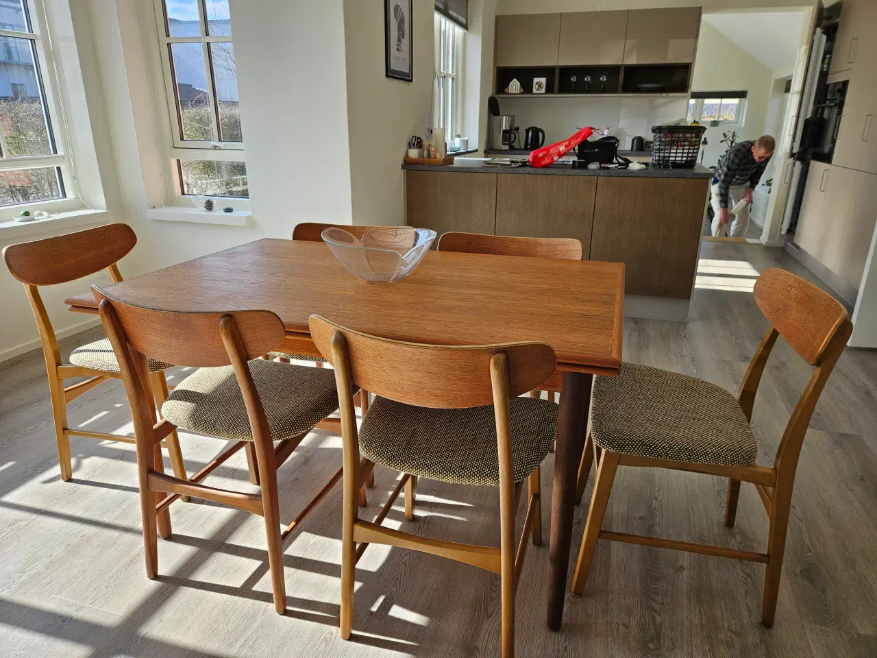 Billede 1 - Retro teak spisebord m hollandsk udtræk.