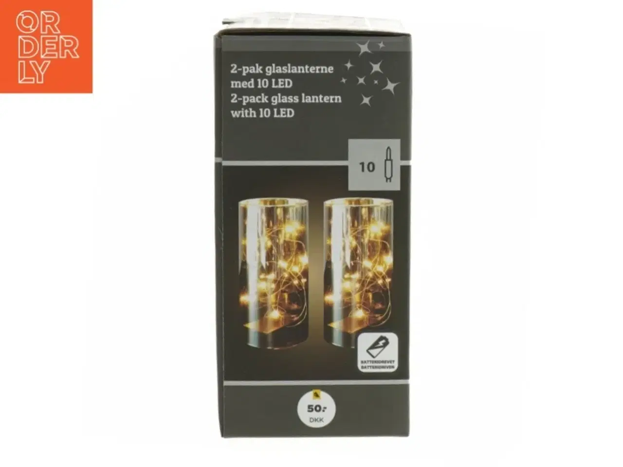 Billede 3 - 2-pak glaslanterne med 10 LED fra Netto (str. 15 cm. 2 styk)