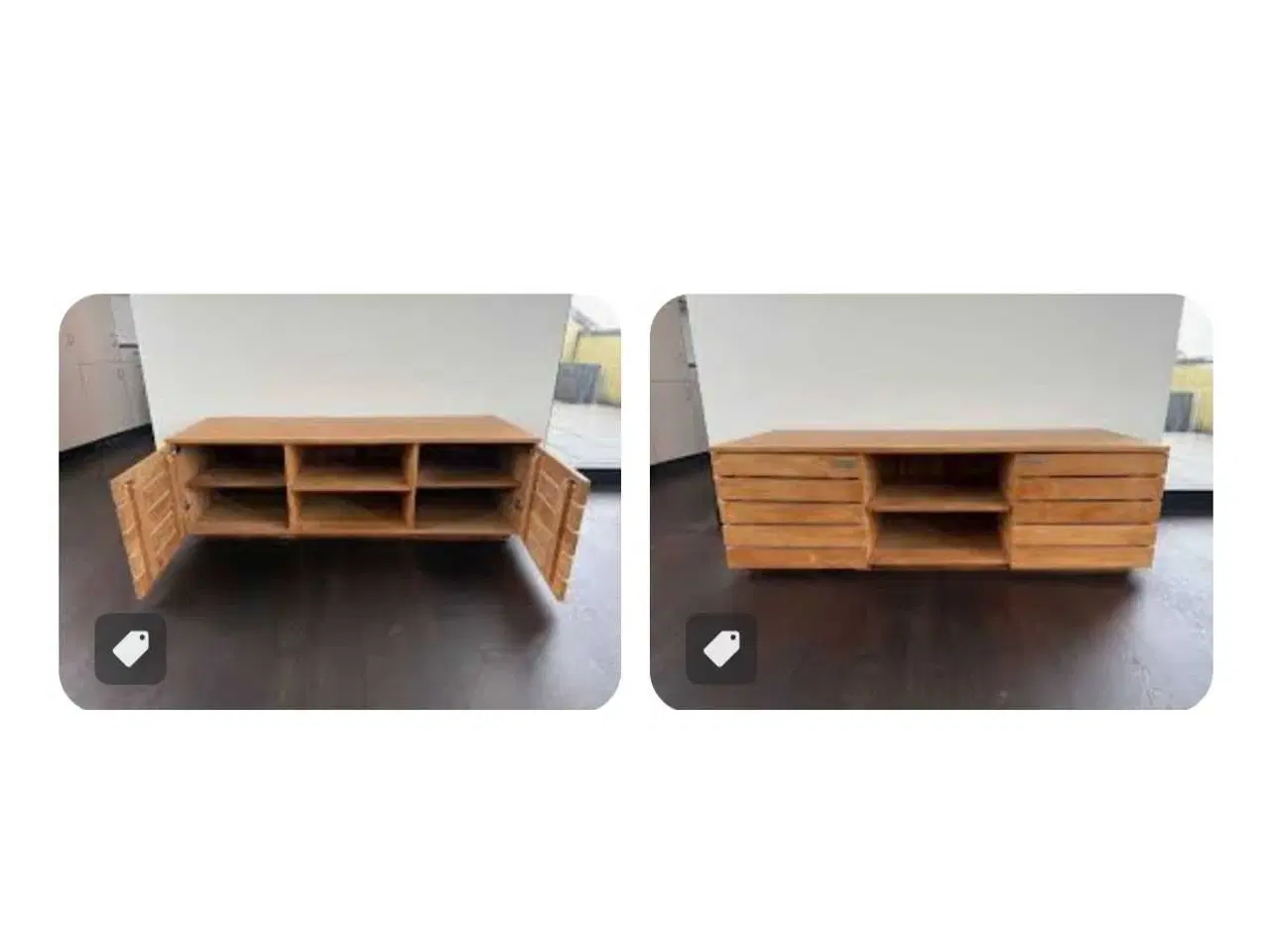 Billede 2 - TV-bord i massivt egetræ med opbevaring – flot og