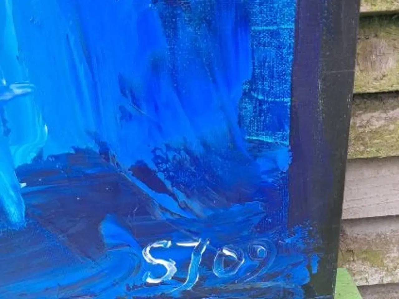 Billede 3 - Super flot og stort akrylmaleri med mennesker/ ski