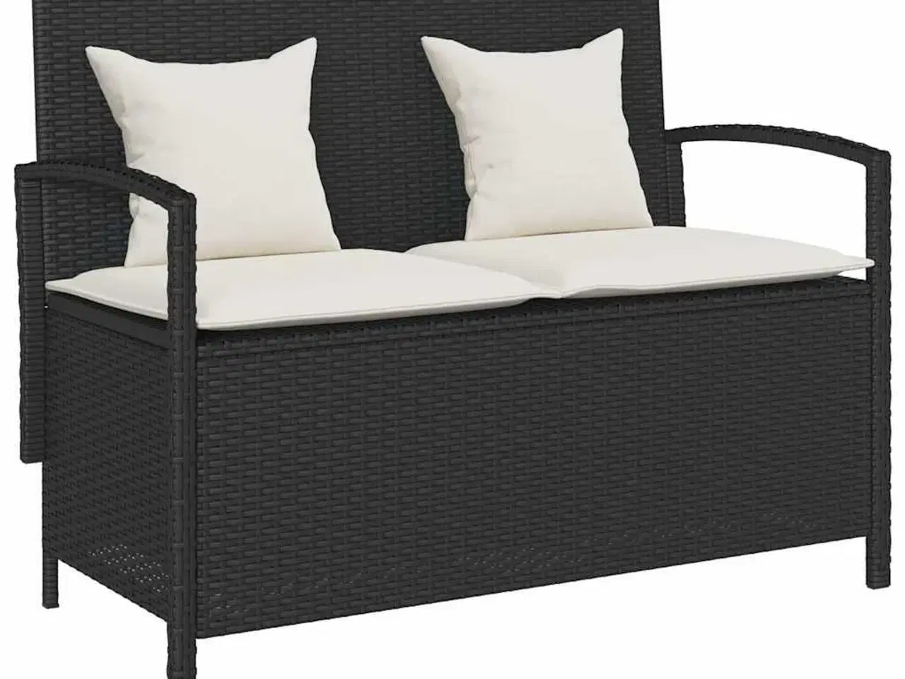 Billede 1 - Opbevaringsbænk til haven med hynde polyrattan sort