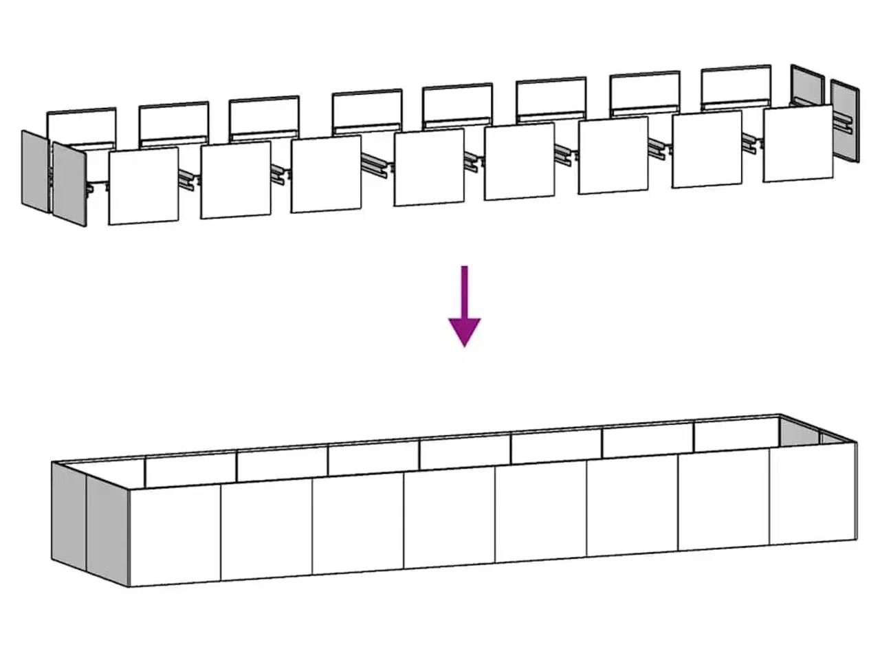 Billede 6 - Plantekasse 360x80x40 cm stål sort