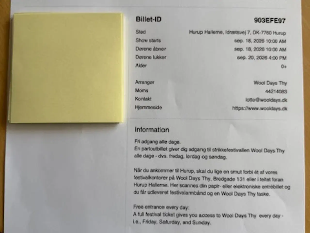 Billede 1 - Biletter til Wool Days i Thy 2026