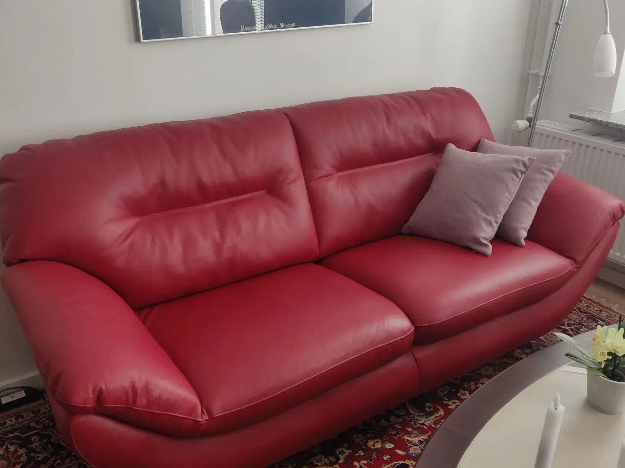 Billede 1 - Flot rød lædersofa