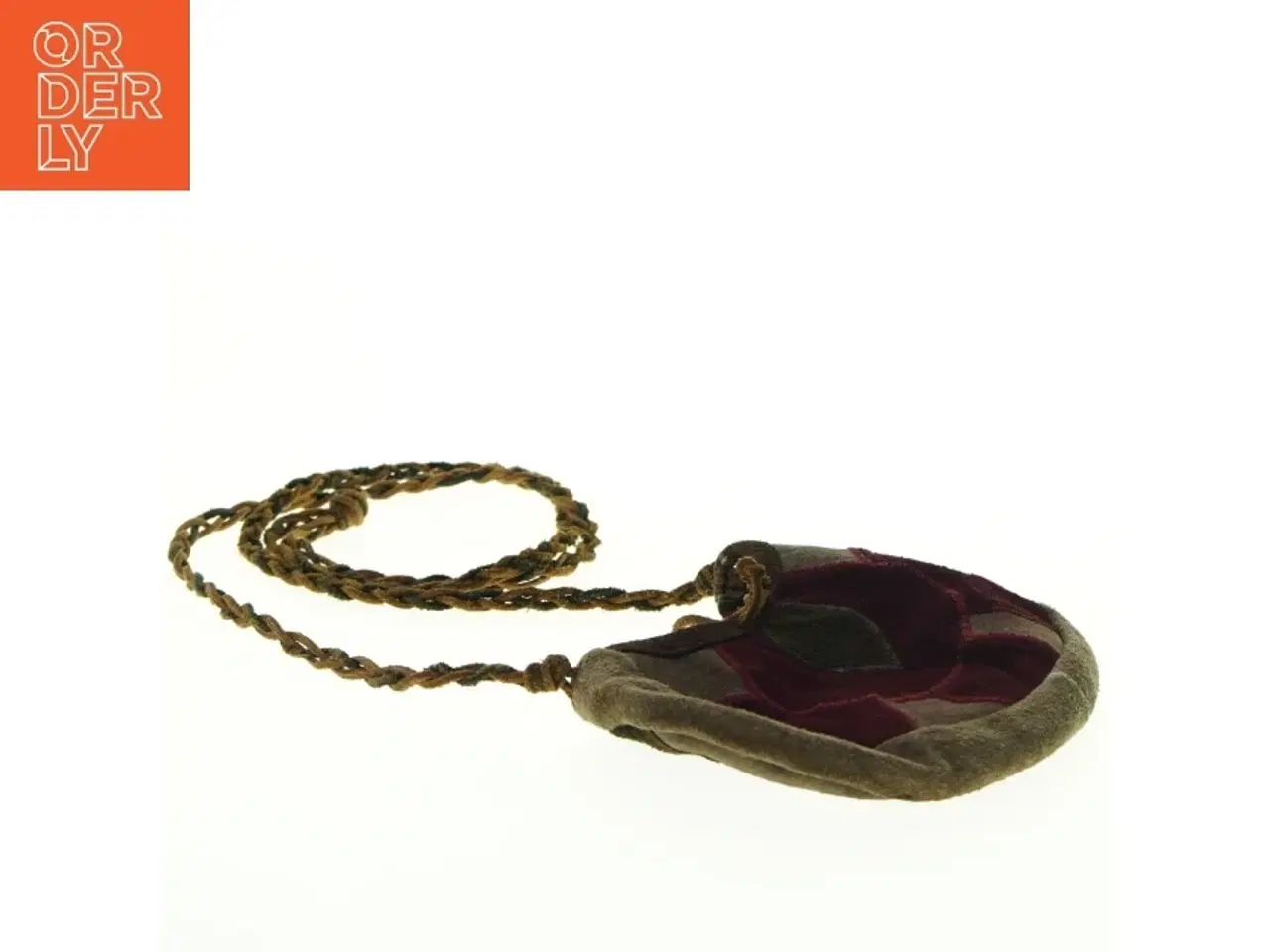 Billede 3 - Broderet pung med flettet snor (str. 13 x 17 cm)