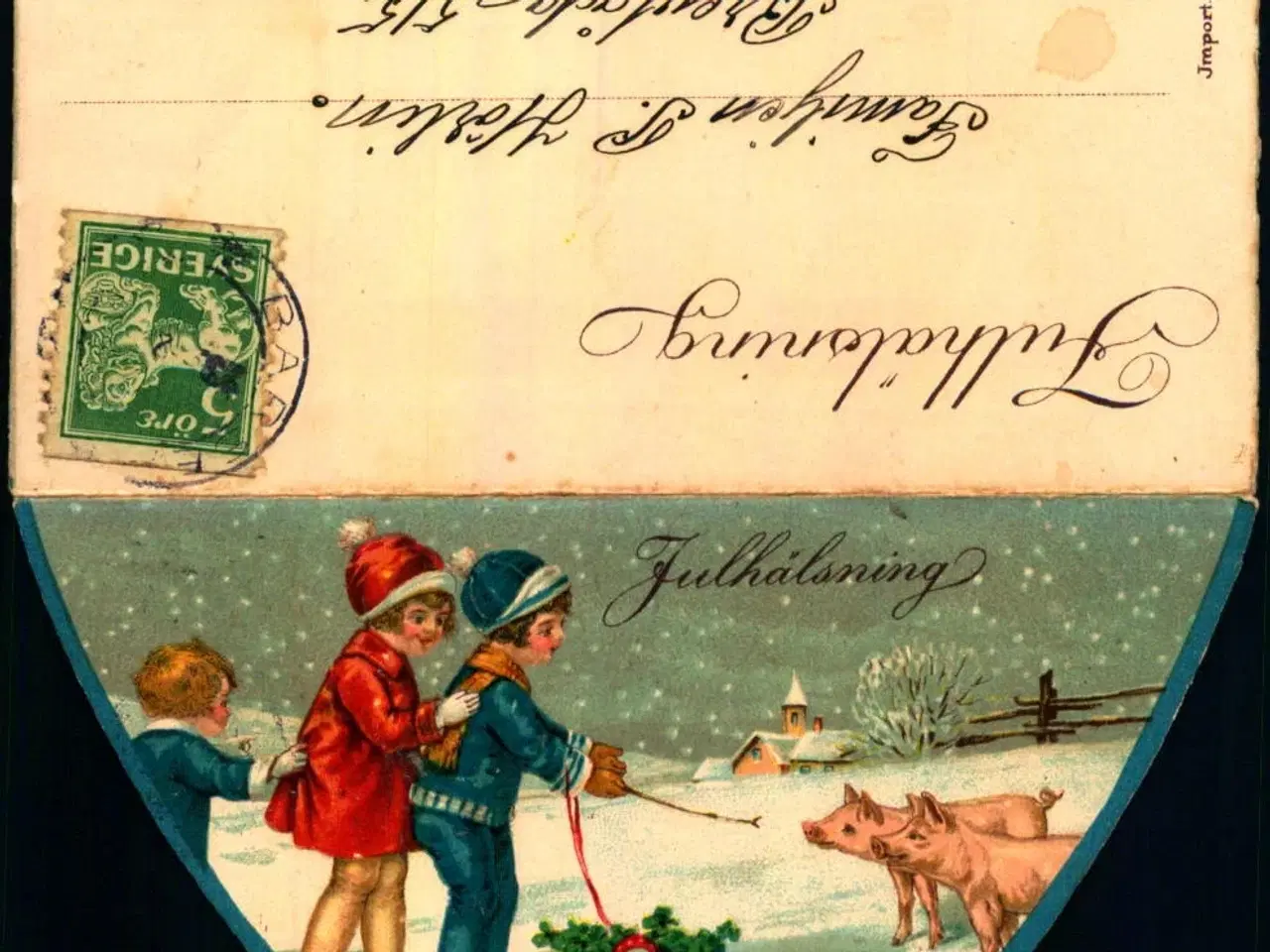Billede 1 - Julhälsning - Kartonkuvert med indsat kort - Brugt