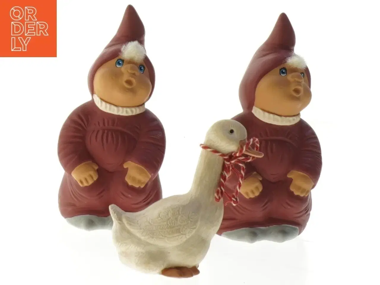 Billede 1 - Keramiske nissefigurer med gås (str. 13 cm)