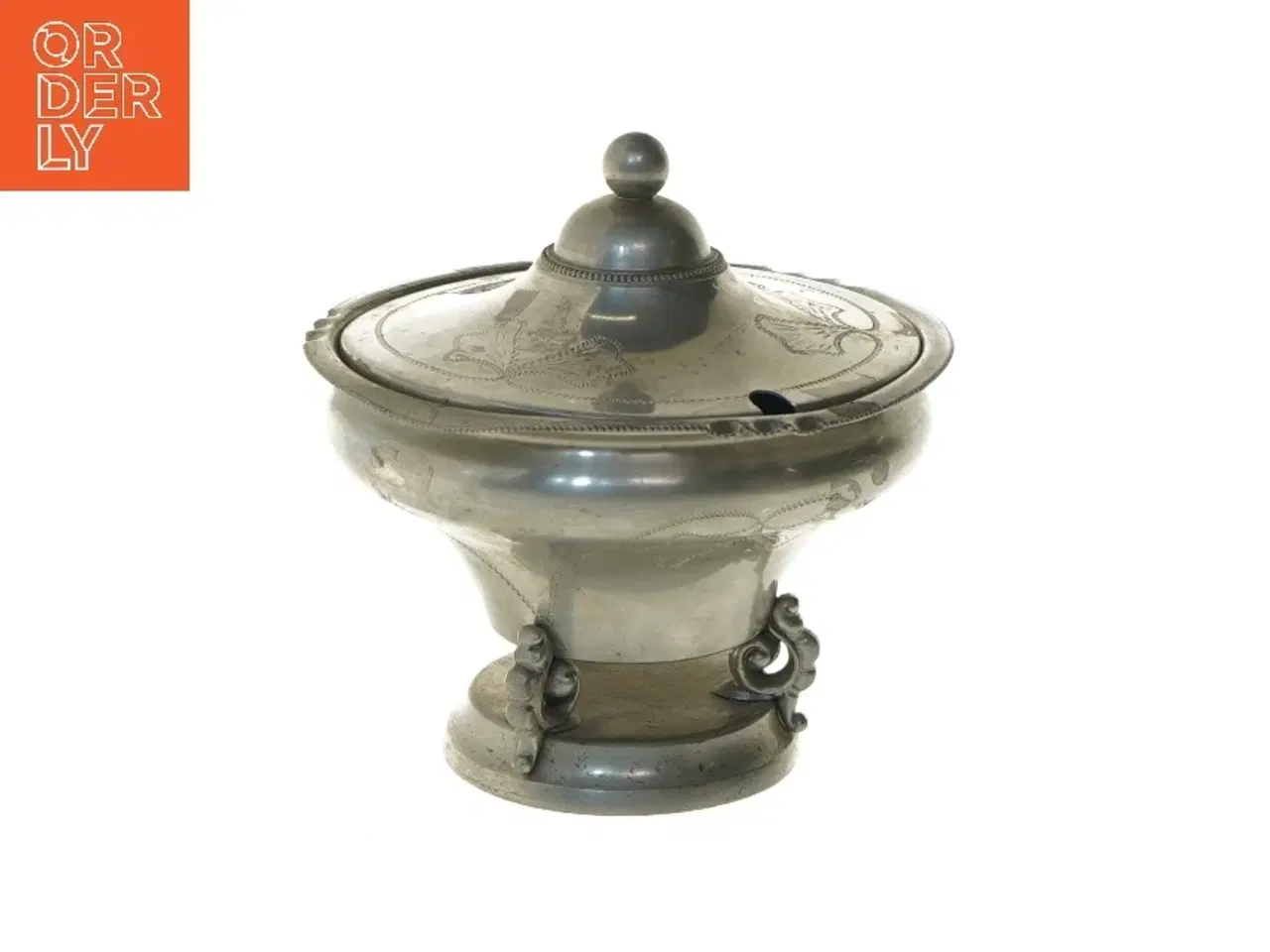 Billede 1 - Svensk Tenn skål med låg (str. Ø 14x10 cm)