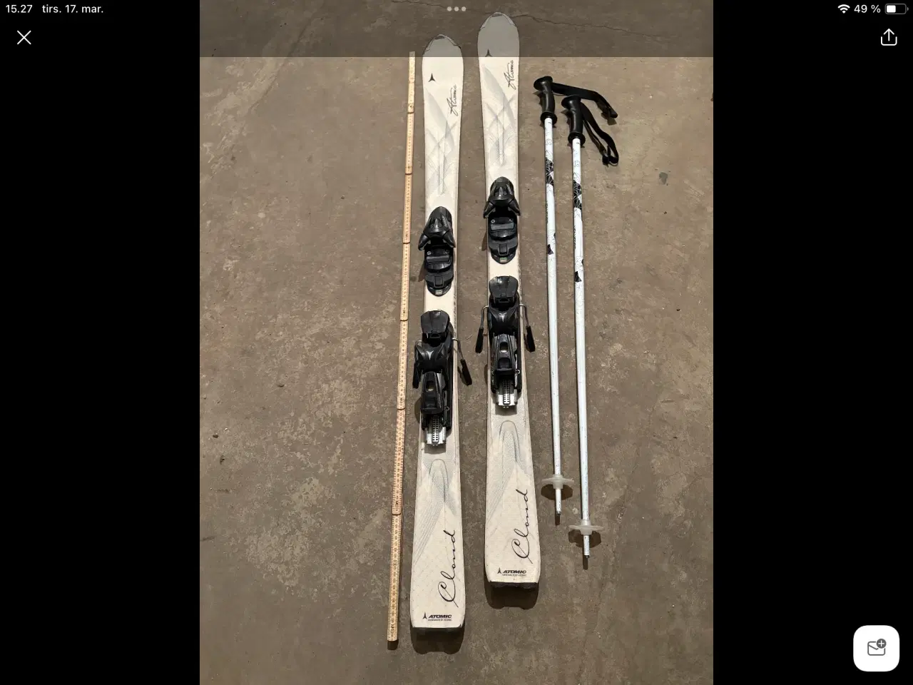 Billede 1 - Ski med stave og hjelm til kvinde str 140 cm