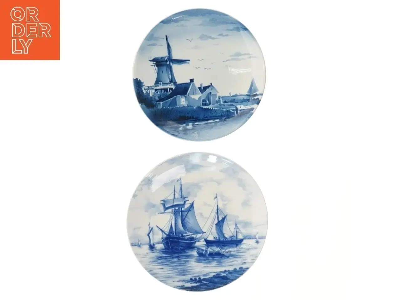 Billede 1 - Vægdekoration tallerkener med landskabsmotiver (str. Ø 26 & 24,5 cm)