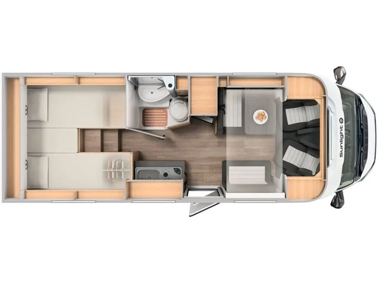 Billede 2 - 2026 - SunLight VAN V67S Ny grundplan i Sunlight VAN-serien, første VAN med 3. soveplads over siddegruppen