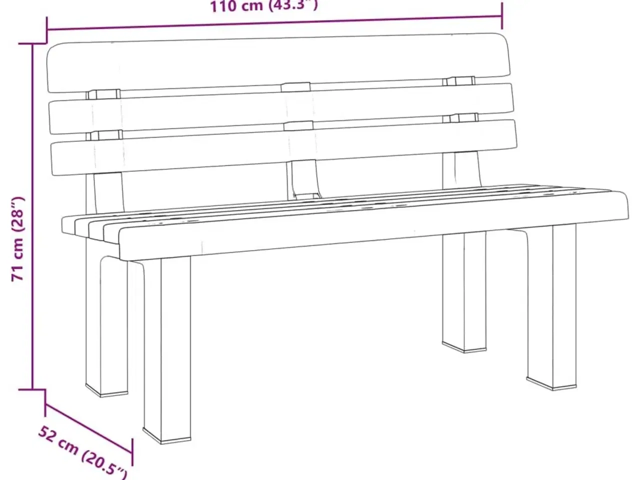 Billede 9 - Havebænk 110x52x71 cm polypropylen hvid