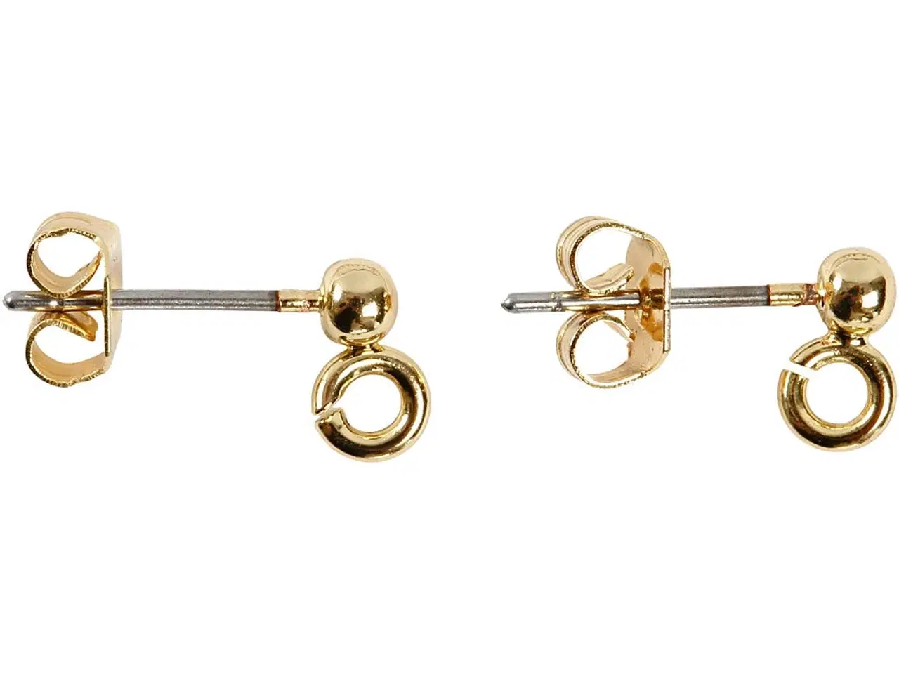 Billede 1 - Forgyldte ørestikker 13 mm - 10 stk. til smykker