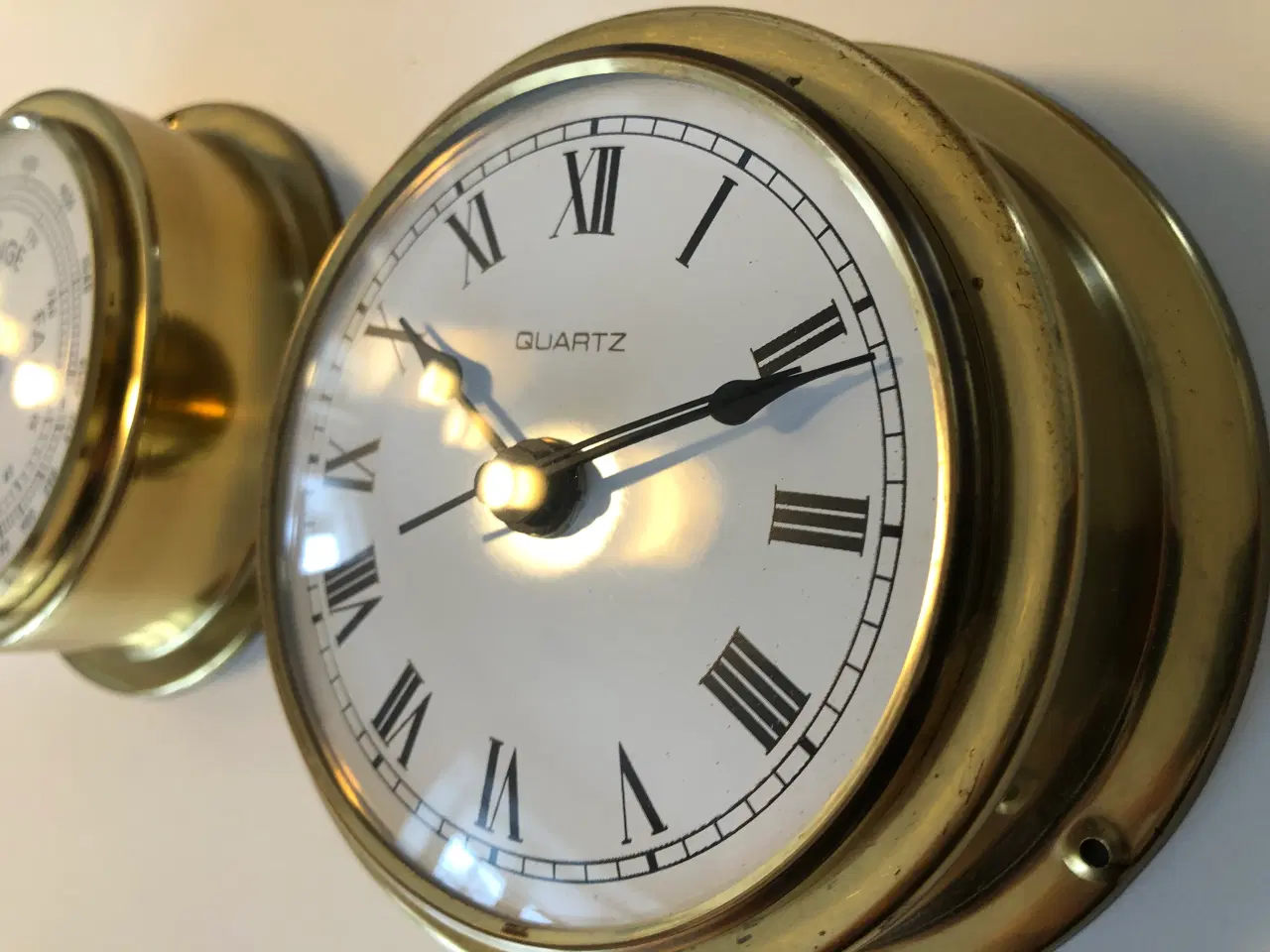Billede 5 - Skibsur og barometer/termometer i messing