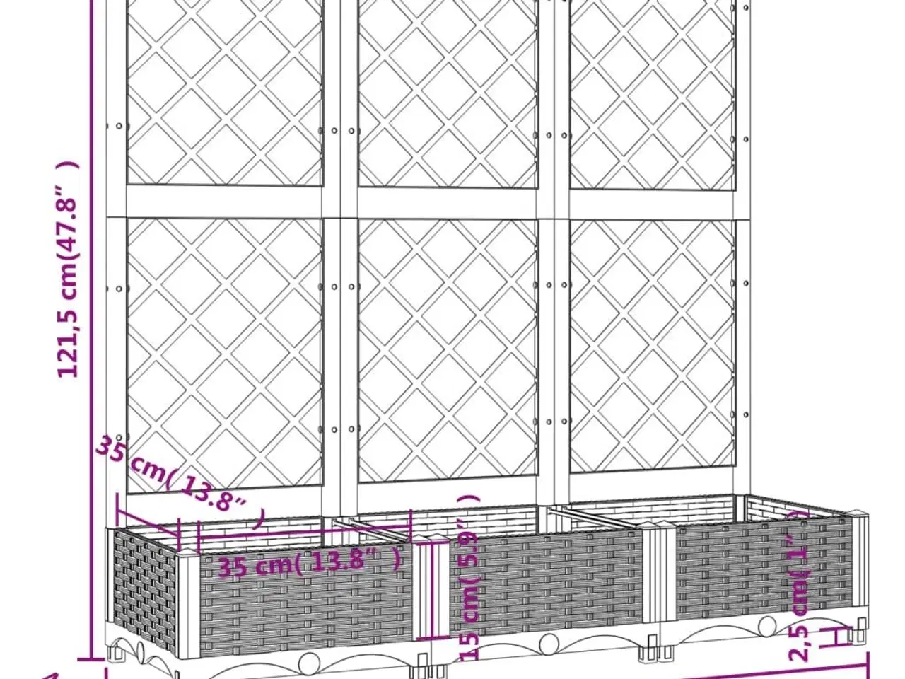 Billede 8 - Plantekasse med espalier 120x40x121,5 cm PP blågrå
