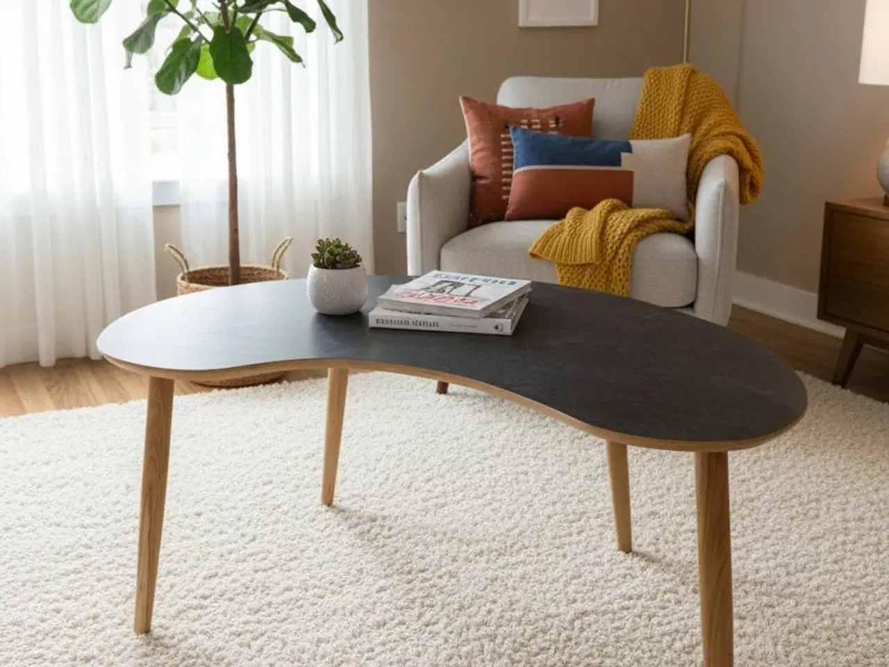 Billede 2 - Winge Møbler Sofabord - Mørkebrun/Eg Stel