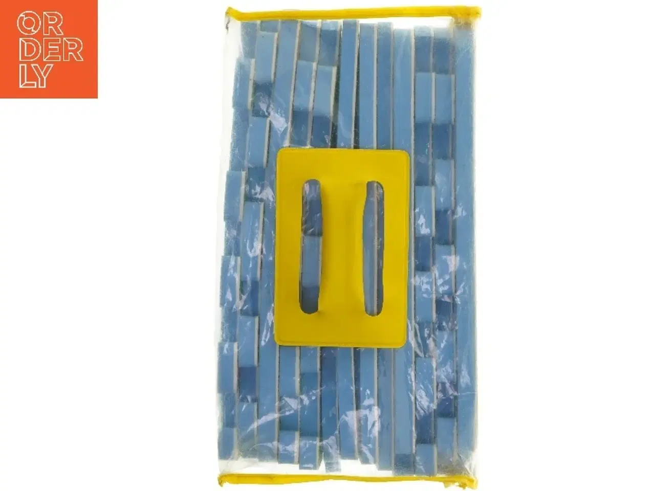 Billede 4 - Blå skumpuslespil med gule kantbånd (str. 33x33 cm)