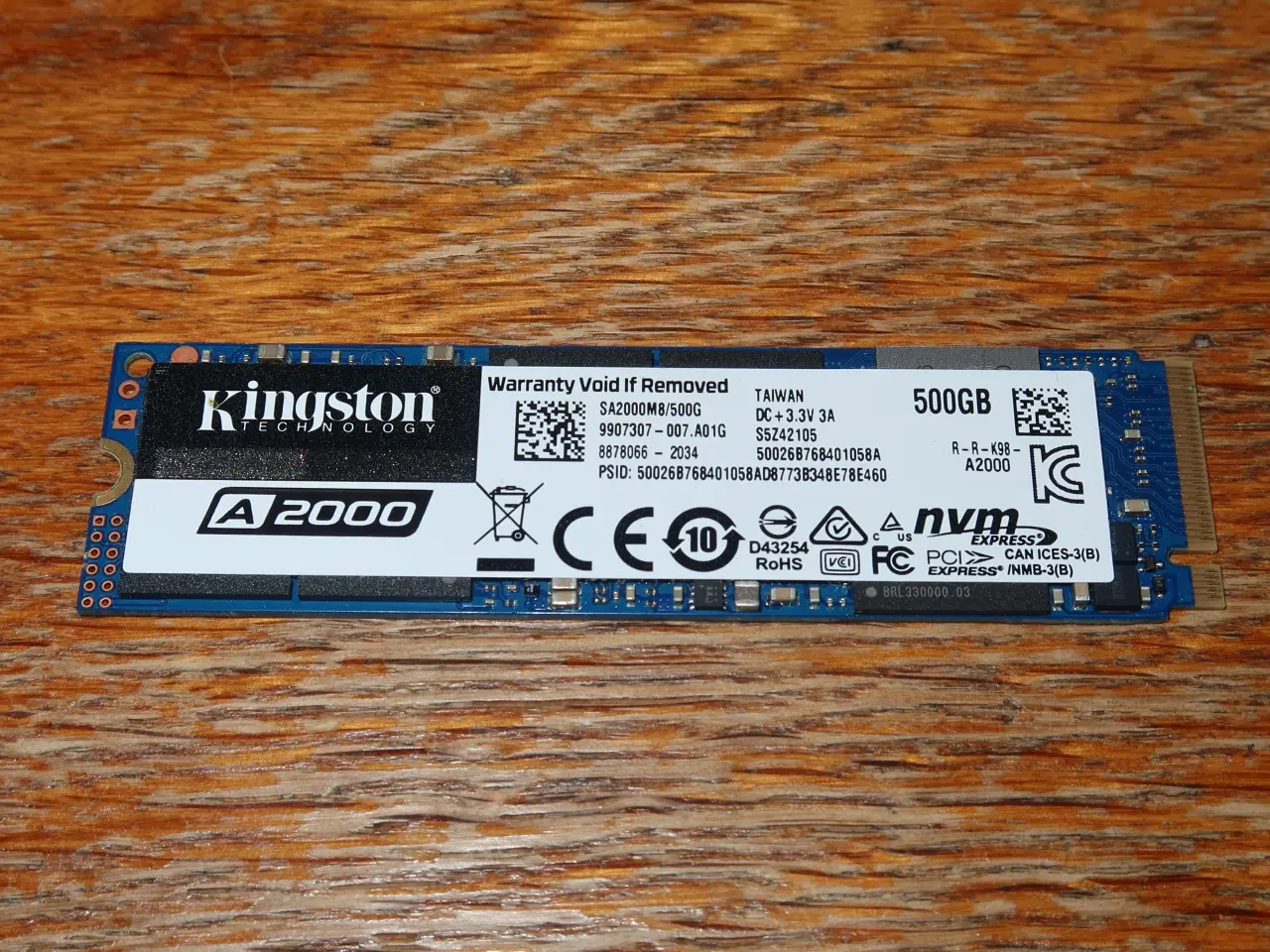 Billede 1 - 500 GB Kingston M.2 SSD harddisk