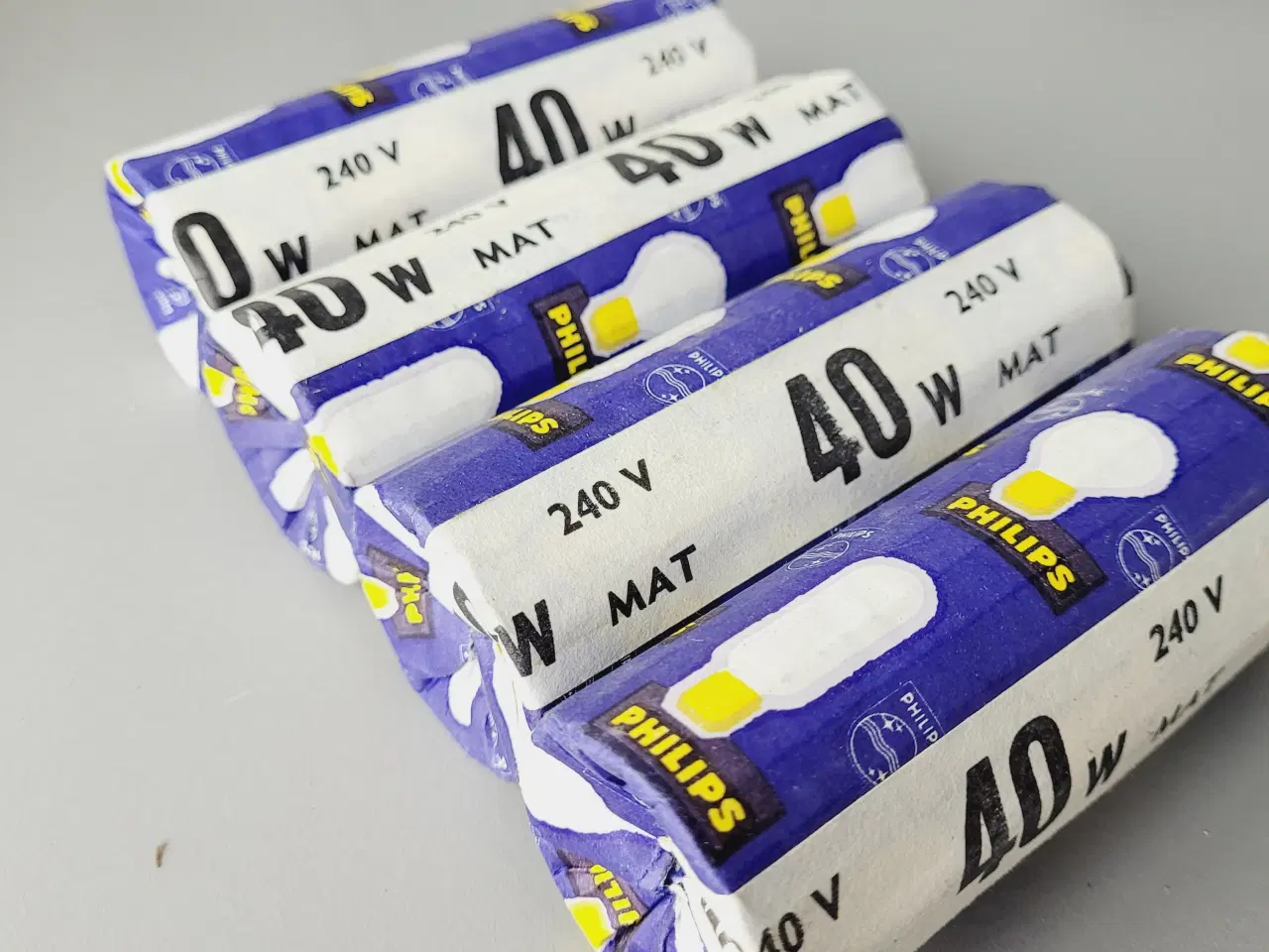Billede 2 - ⭐️: 4 stk. Vintage Philips "MAT" glødepærer – 40W