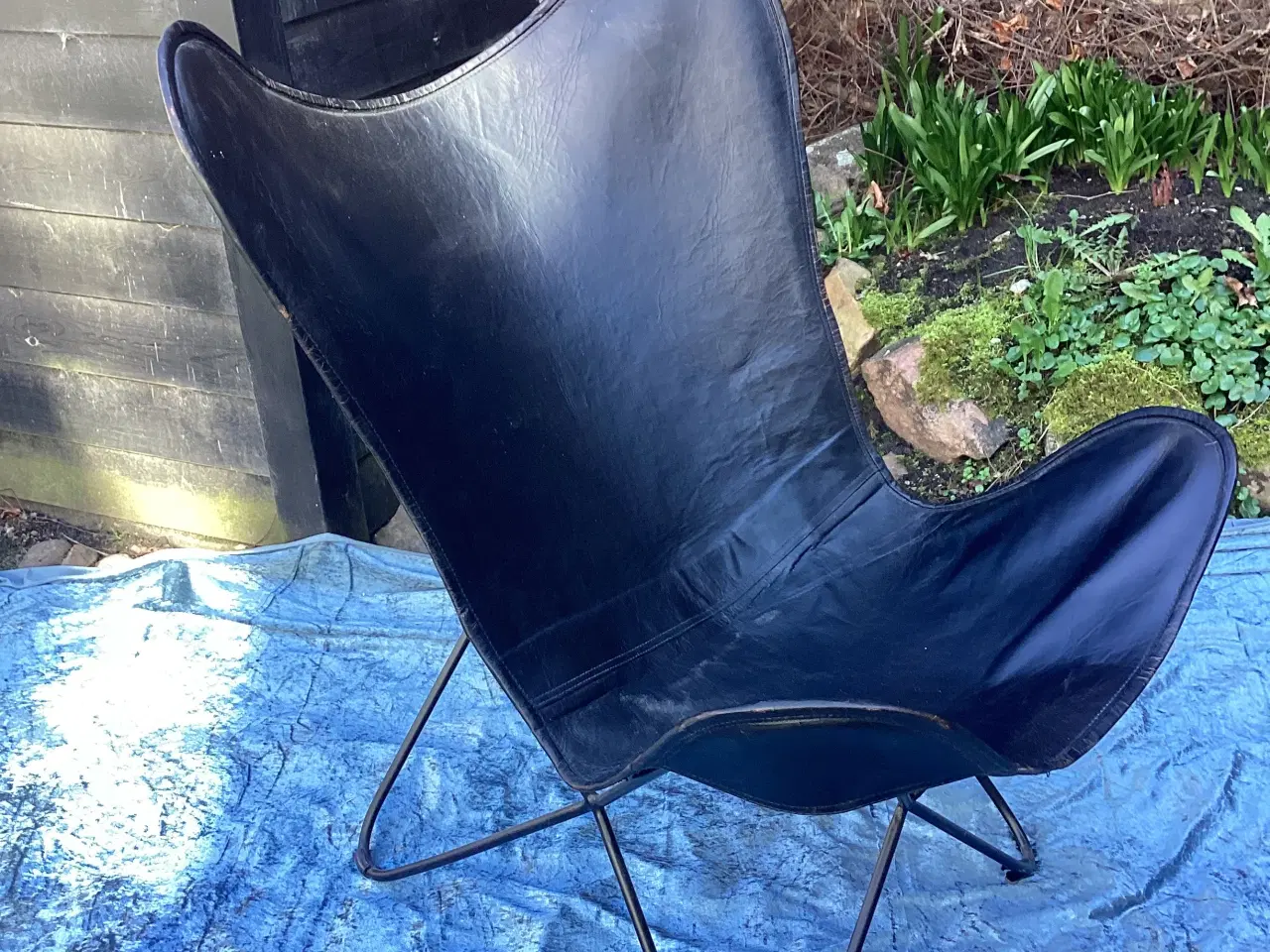 Billede 1 - Flagermus stol sort læder