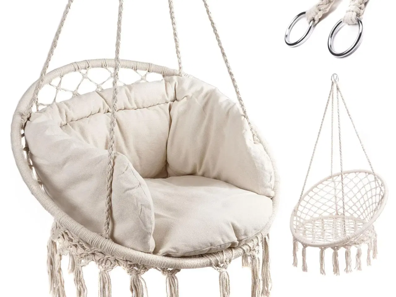 Billede 1 - Hængekøje-stol storkerede med ryglæn 80 cm i ecru + puder