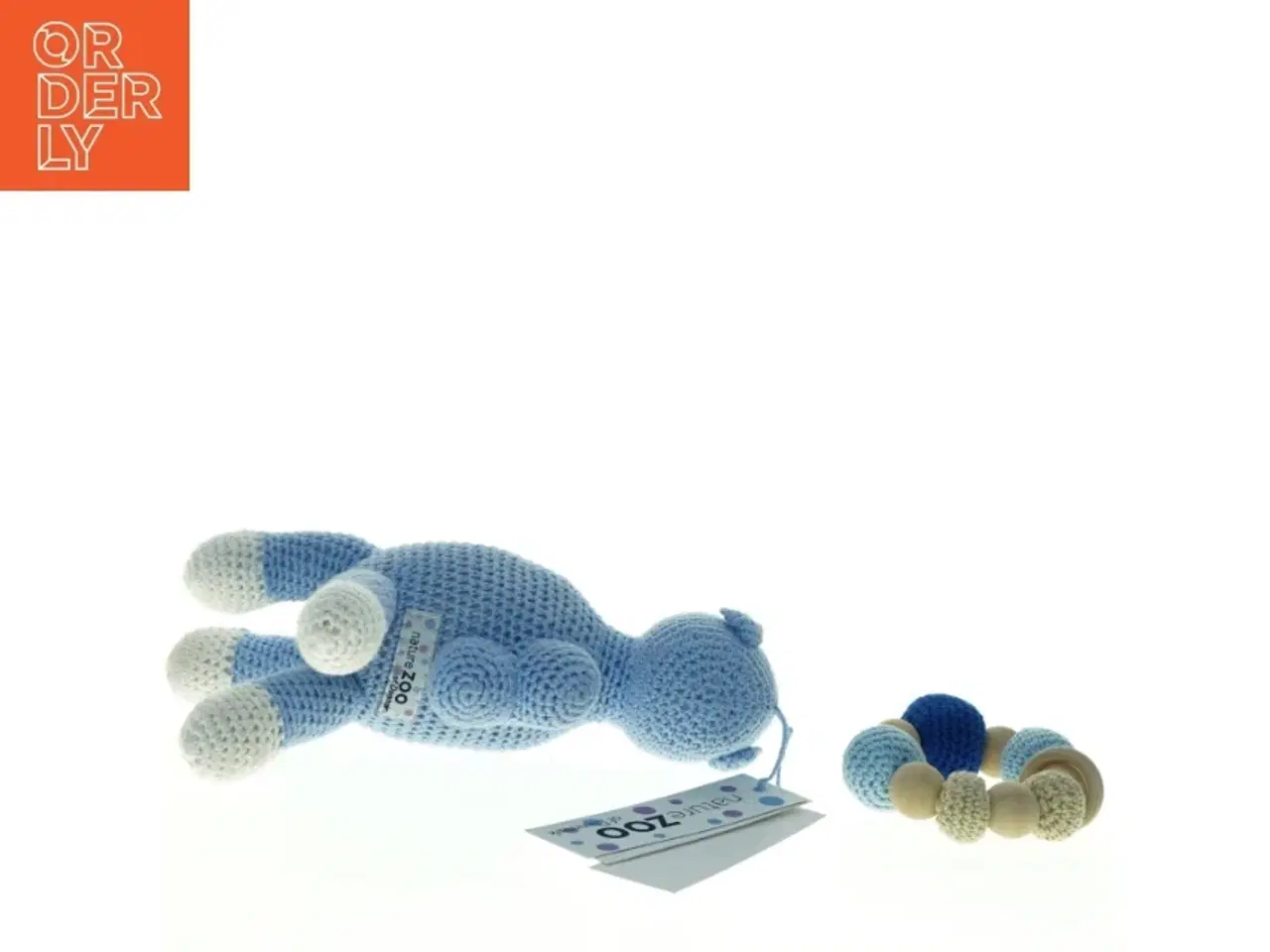 Billede 2 - Hæklet bamse og bidering fra NatureZOO (str. 25 cm og 9 cm)