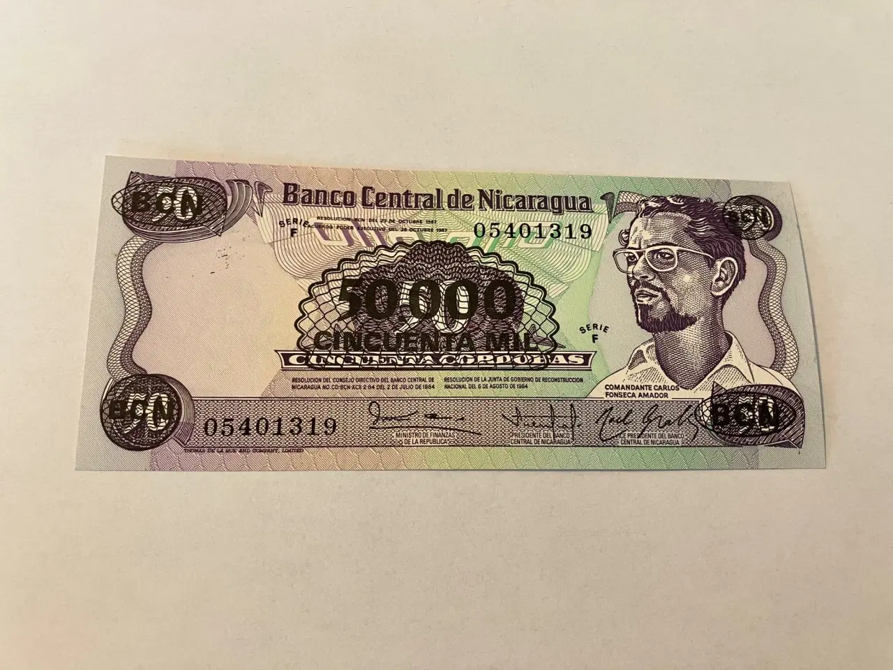 Billede 1 - 50000 Cordobas on 50 Cordobas Nicaragua 1984