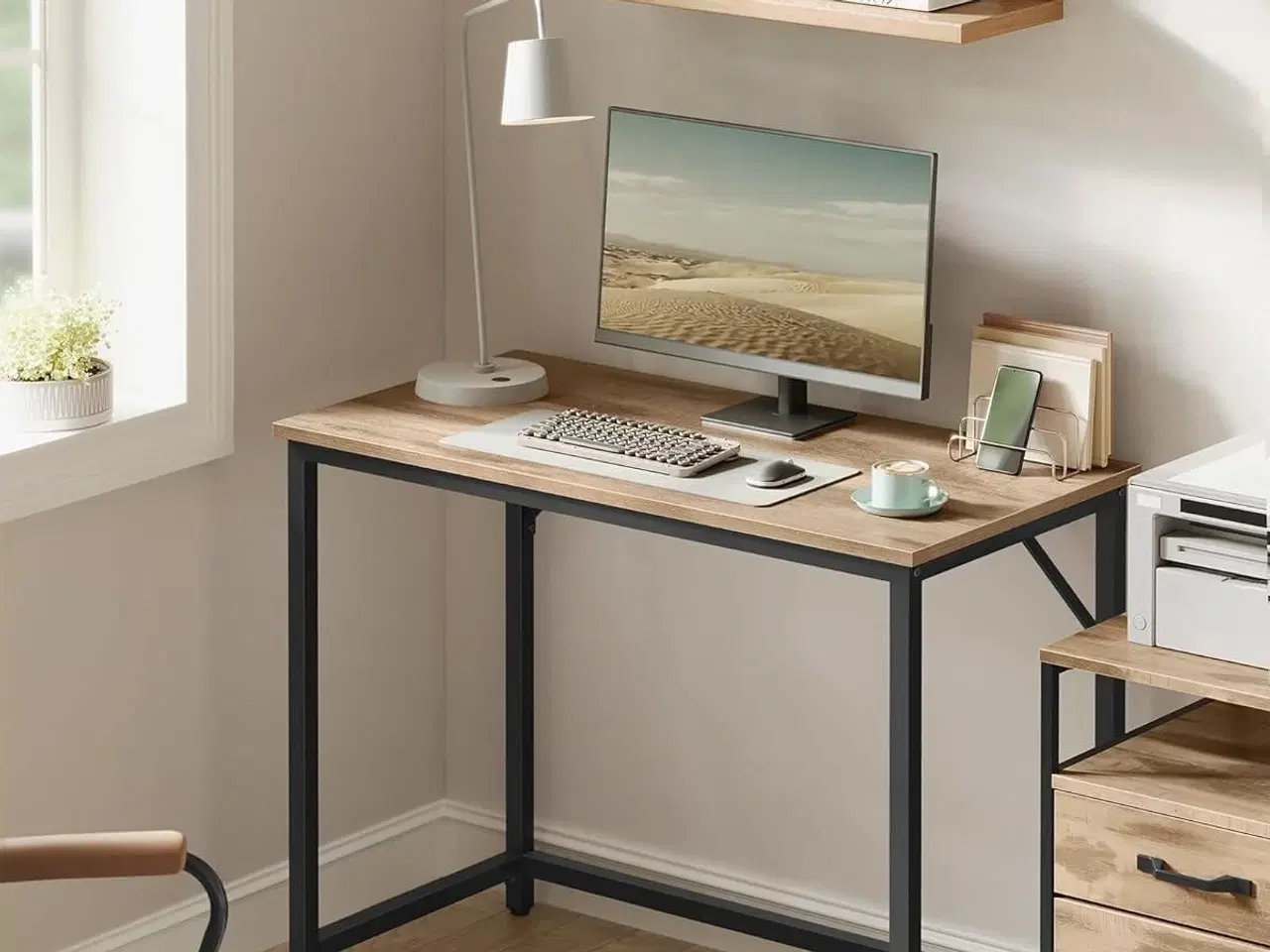 Billede 2 - Skrivebord computerbord 100 × 50 cm, kamelbrun/sort