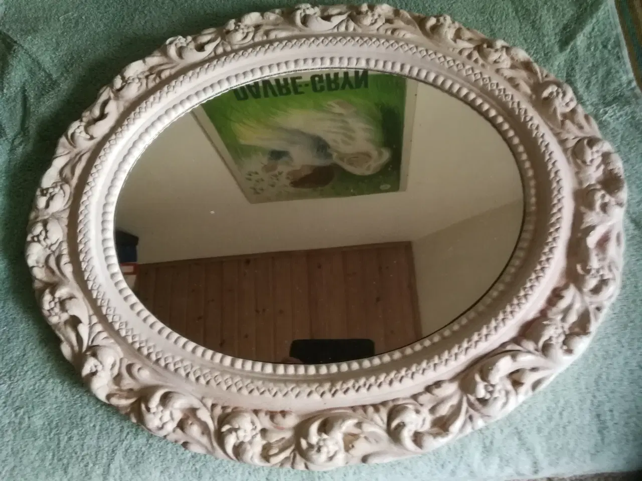 Billede 1 - Vægspejl,ovalt i gips, robust 