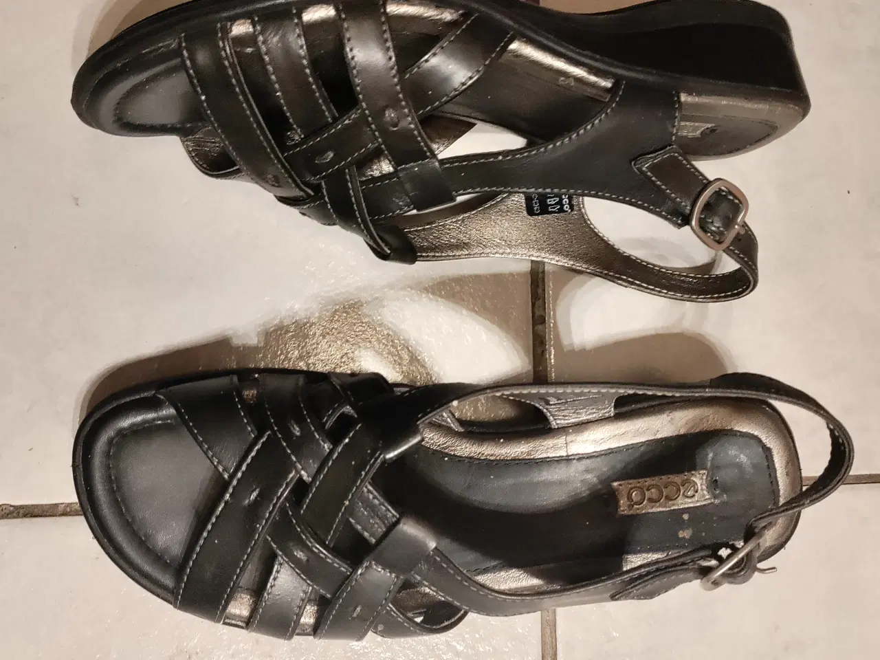 Billede 1 - Ecco Flettede Læder Sandaler