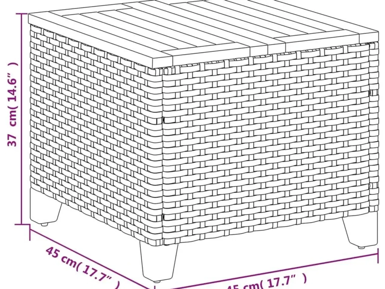 Billede 9 - Havebord 45x45x37 cm polyrattan og akacietræ sort