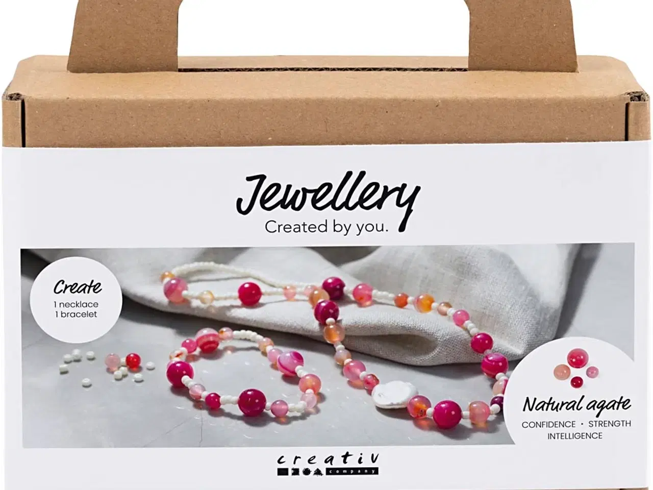 Billede 1 - Mini DIY Smykkesæt - Halskæde & Armbånd, Pink