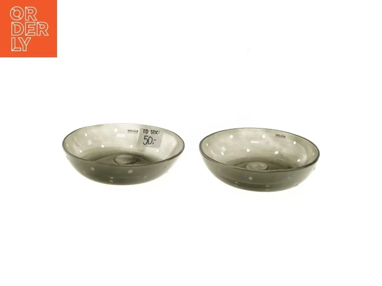 Billede 1 - Grå glasskåle med hvide prikker fra Bülow (str. Ø 16 cm)