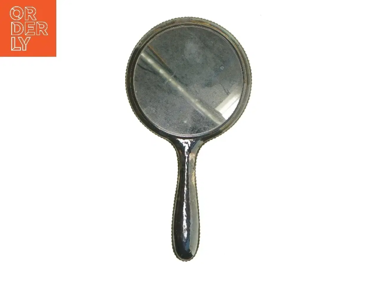 Billede 1 - Håndspejl i metal (str. Ø 15,5 cm længde 30 cm)