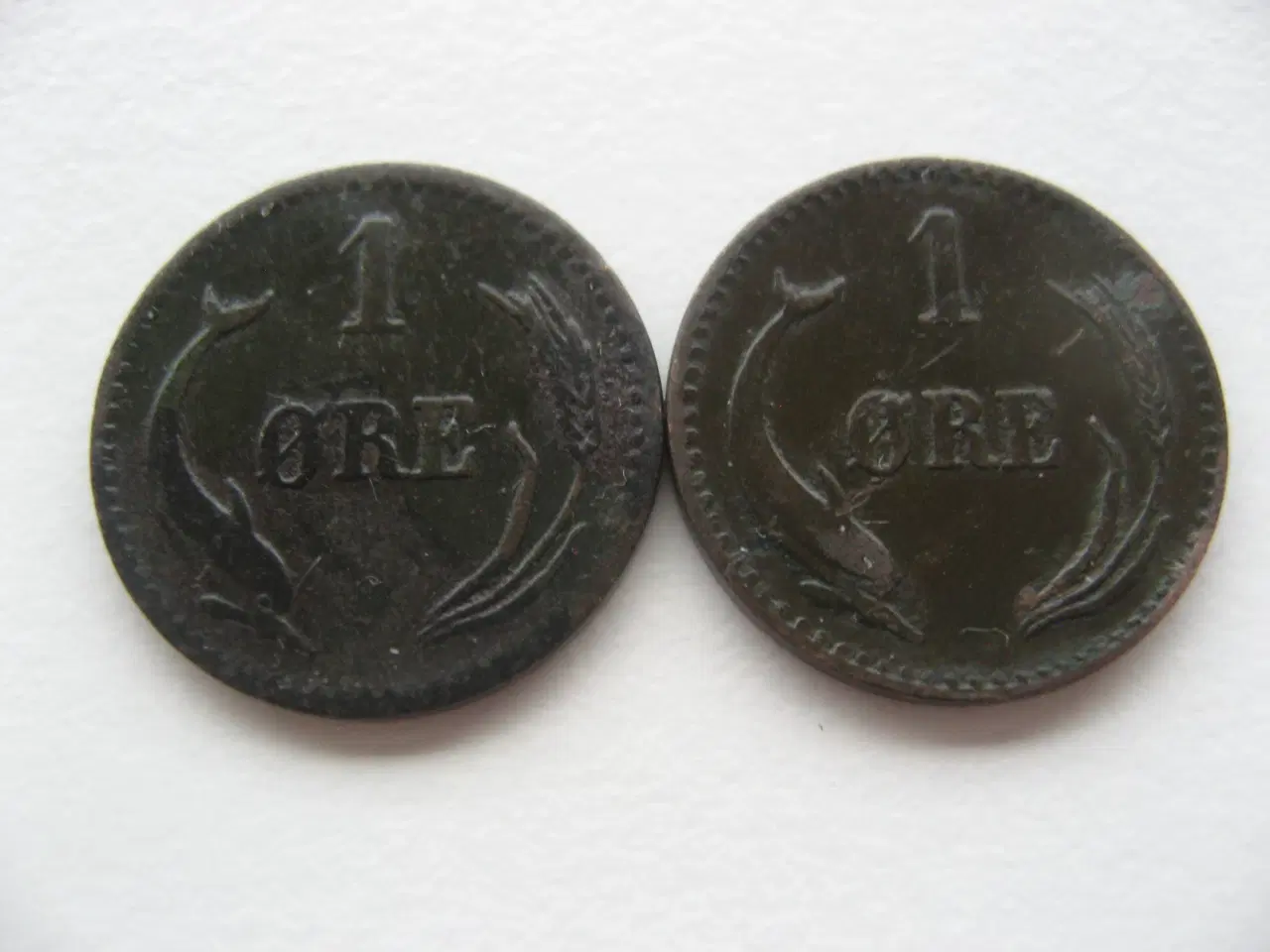 Billede 2 - Pæne delfin bronze 1 ører 1874 & 1875, tydeligt år