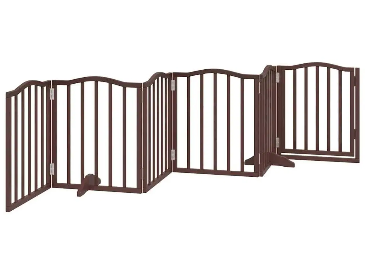 Billede 6 - Hundelåge med dør 6 paneler 300 cm foldbar poppeltræ brunt eg