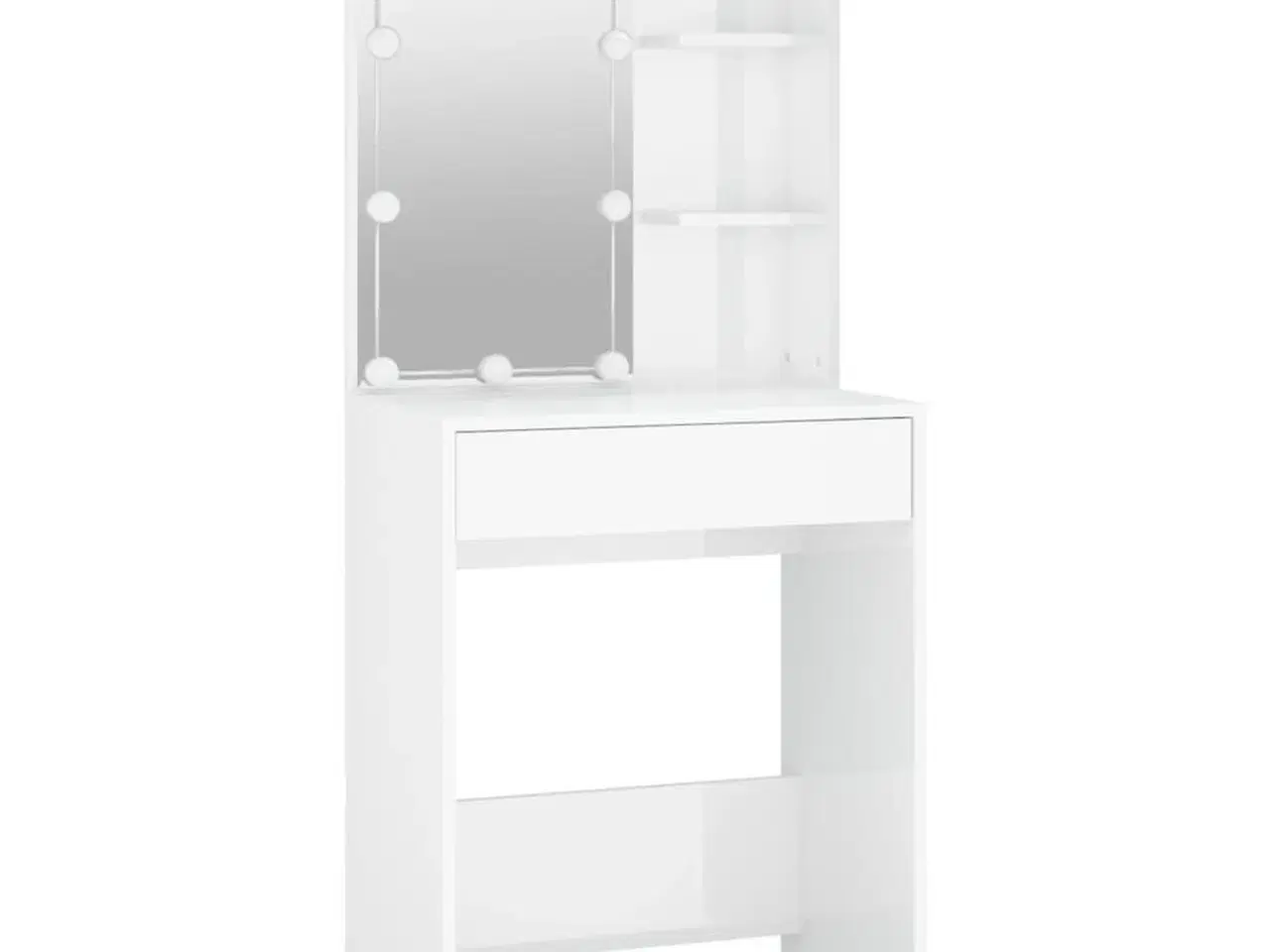 Billede 3 - Makeupbord med LED-lys 60x40x140 cm hvid højglans