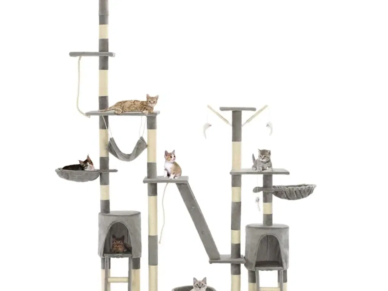 Billede 1 - Kradsetræ til katte med sisal-kradsstolper 230-250 cm grå