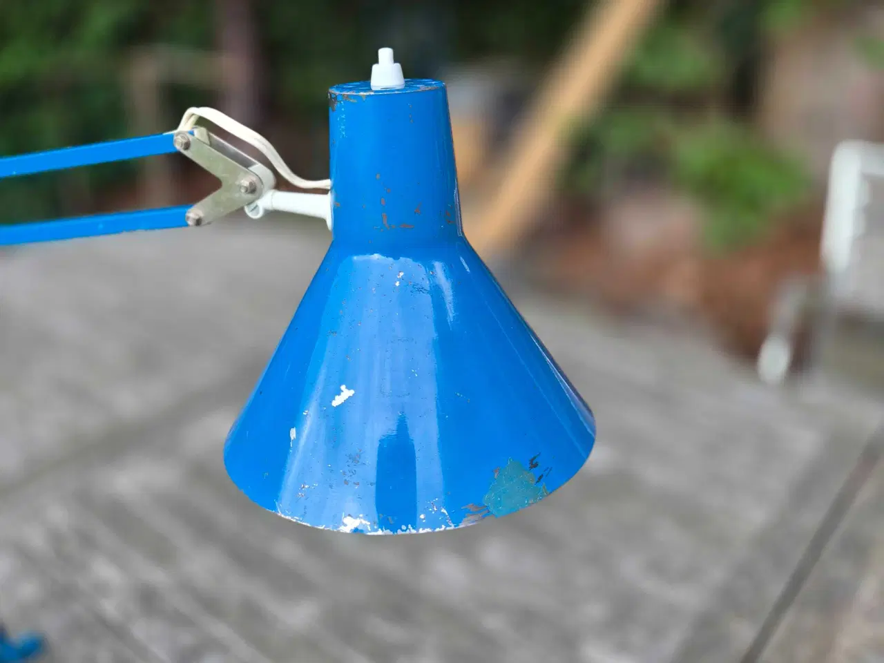 Billede 1 - Blå arkitektlampe med rustikt udtryk