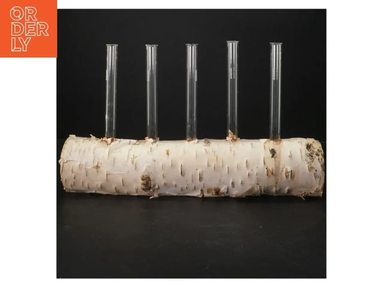 Billede 1 - Unik blomsterholder i birketræ med reagensglas (str. 35x21 cm)